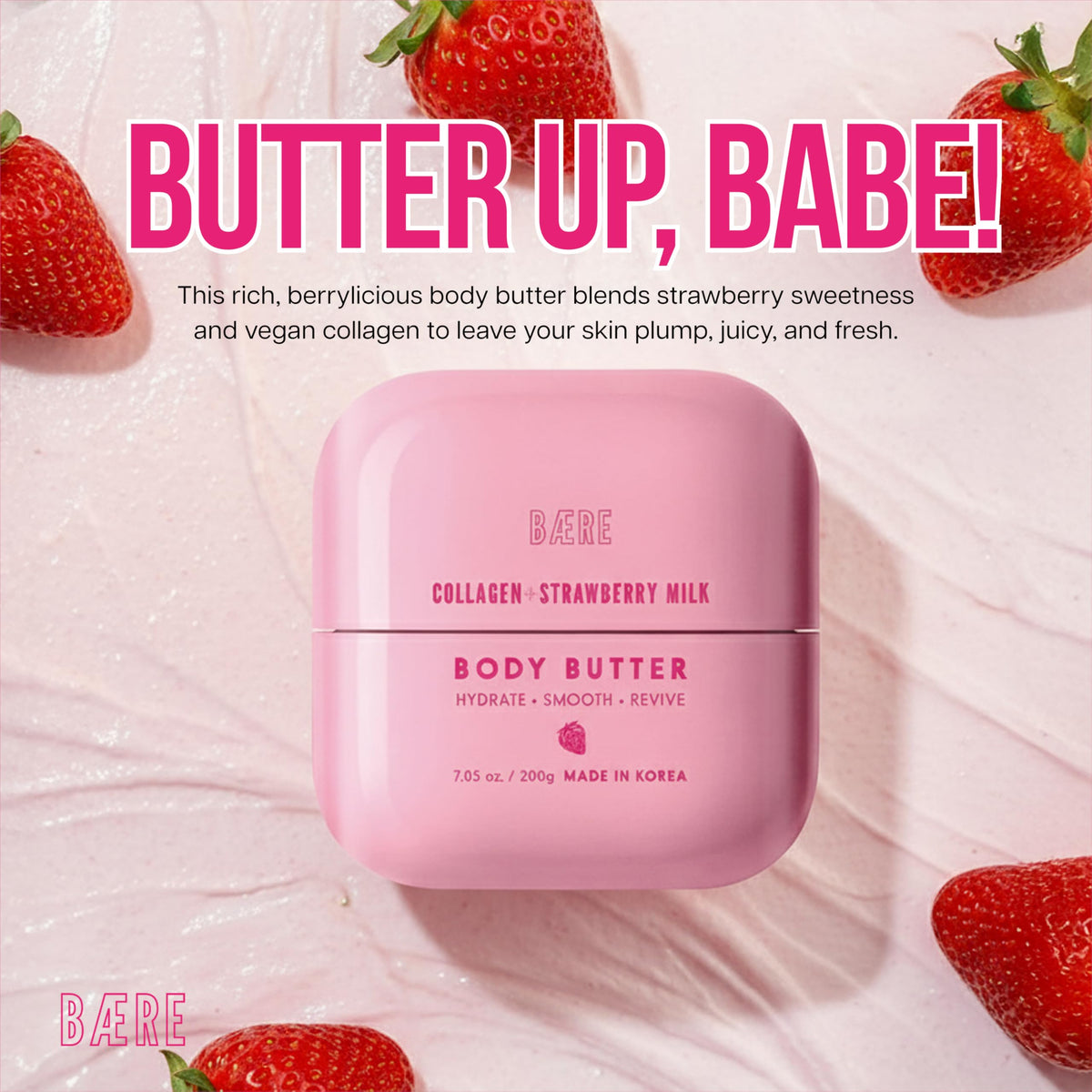 Baere Collagen Strawberry Milk Body Butter after shower ritual for lasting hydration