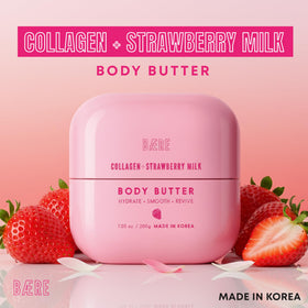 Baere Collagen Strawberry Milk Body Butter velvet finish for soft dewy skin