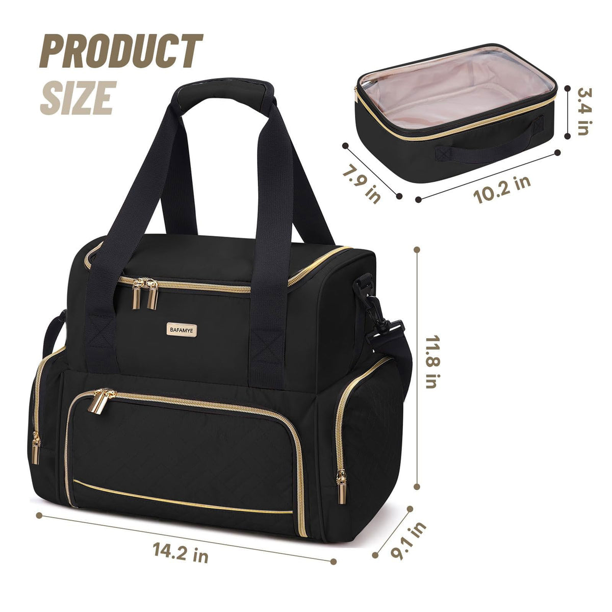 BAFAMYE bottom double cases with clear windows to view cosmetics at a glance