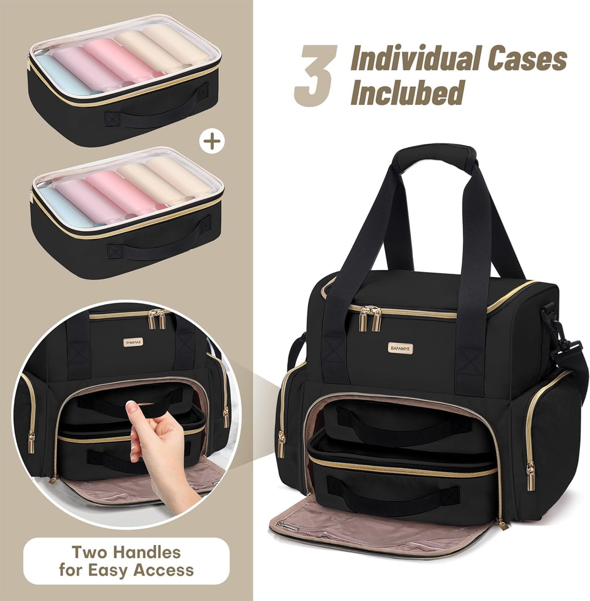 BAFAMYE side pockets with mesh organizers keep toiletries upright