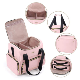 BAFAMYE makeup bag side mesh pockets keep cosmetics upright and visible