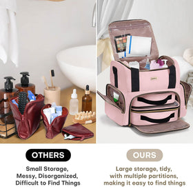 BAFAMYE pink travel toiletry bag ideal for women on the move and organized packing