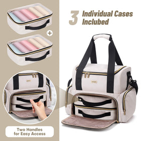 BAFAMYE travel organizer features mesh pockets to keep items upright.