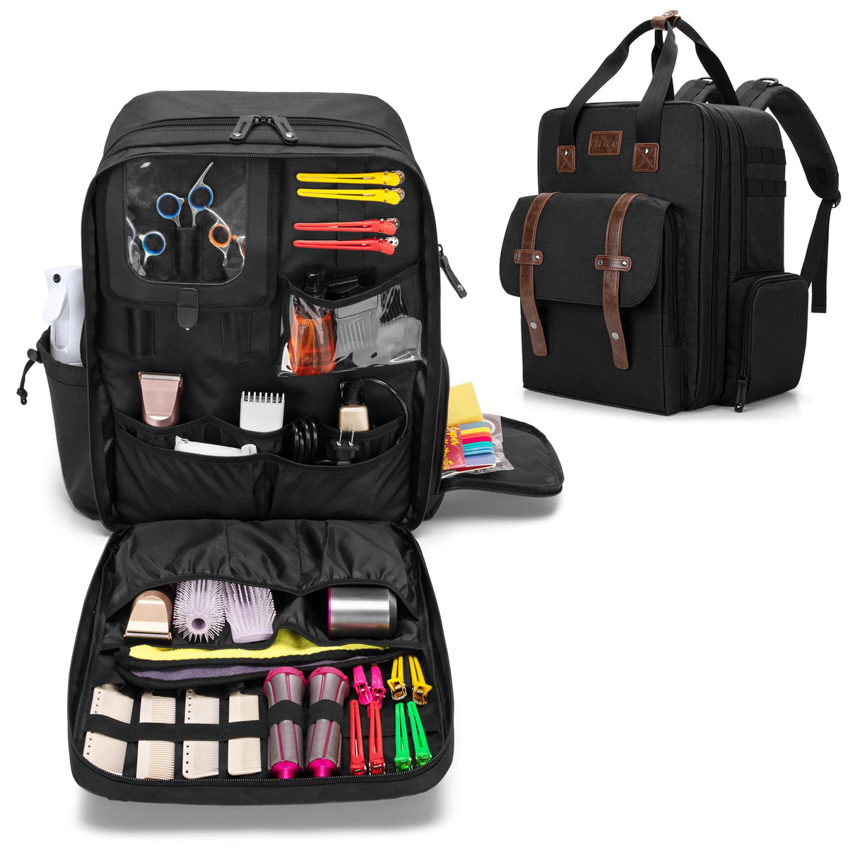 BAFASO barber case front compartments organize shears and tools for quick access.