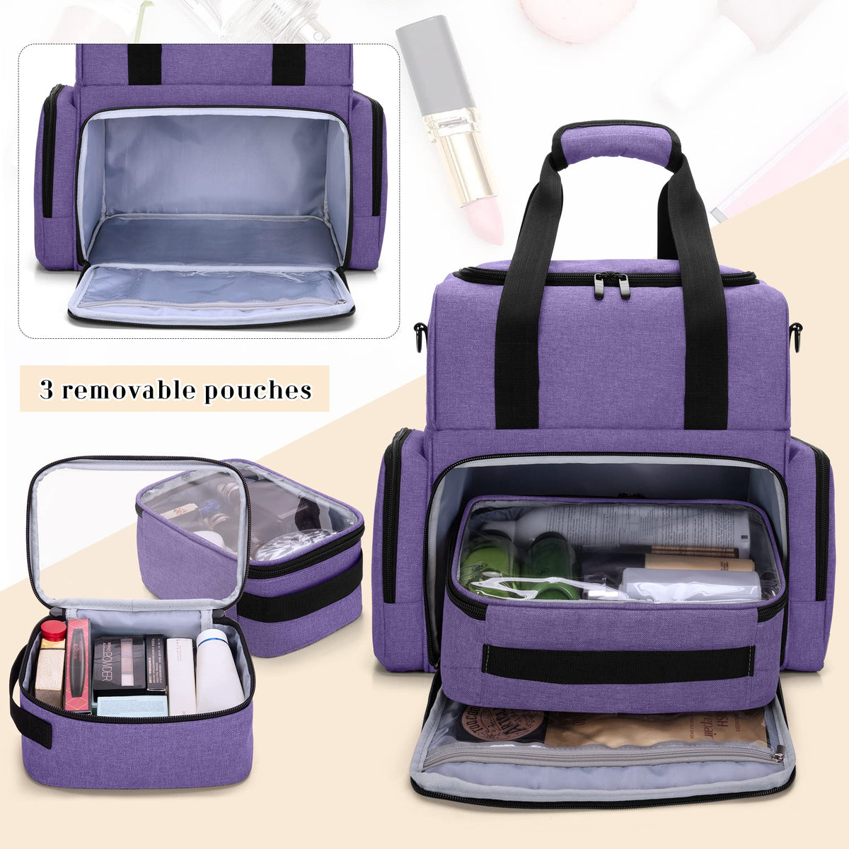 BAFASO bottom storage with three removable transparent pouches for quick content view
