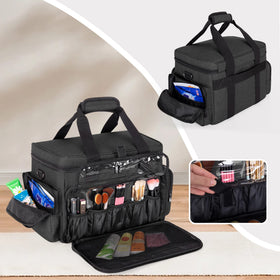 BAFASO large makeup bag front with brush pockets for easy access