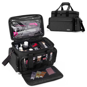 BAFASO large makeup bag main compartment showing organized interior for cosmetics