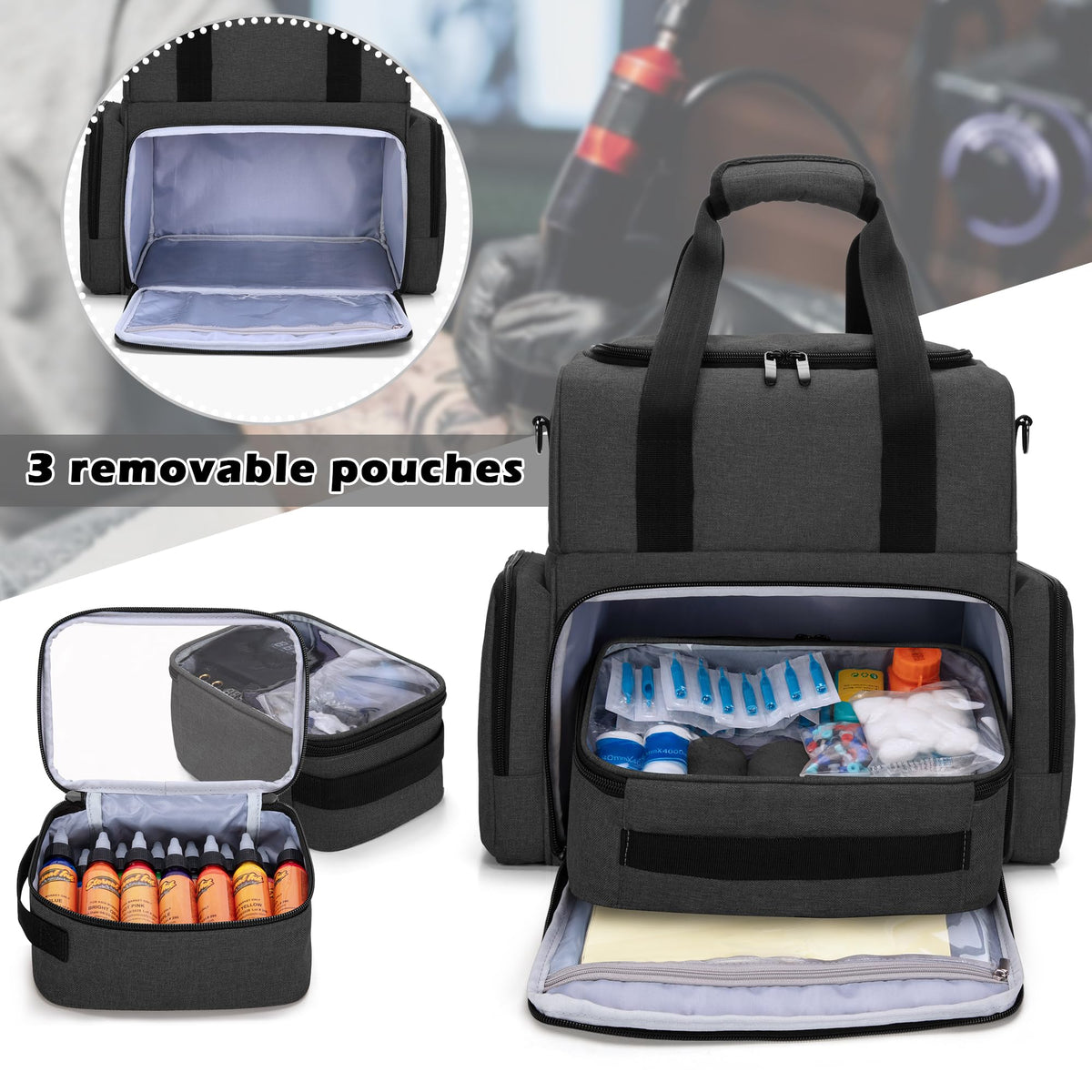 BAFASO bottom compartment with removable pouches for inks and tools