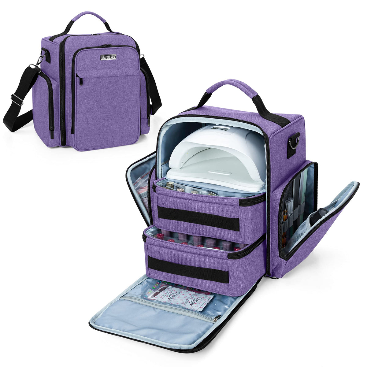 BAFASO Nail Polish Organizer front view with roomy main storage for bottles.