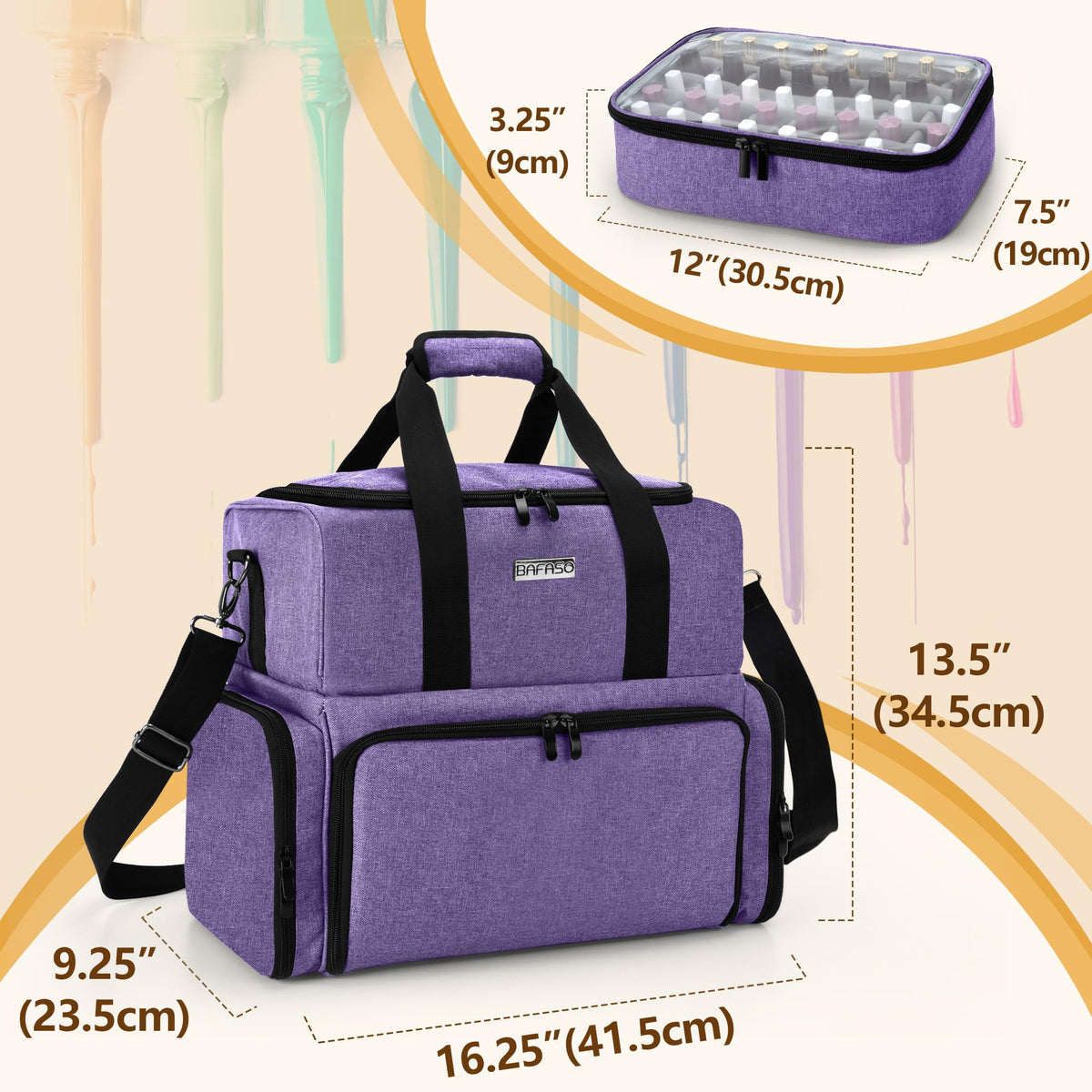 BAFASO nail polish organizer side pockets for dip powders and tools