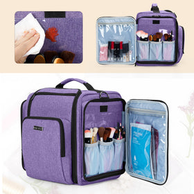 BAFASO purple makeup bag side pockets suitable for brushes and palettes