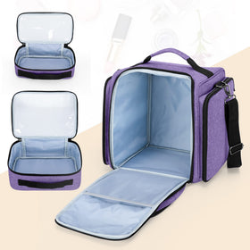 BAFASO purple makeup bag interior with removable pouches for easy viewing of contents