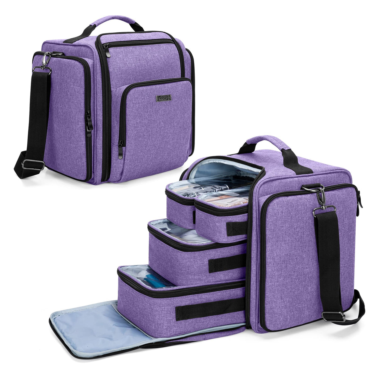 BAFASO purple makeup bag exterior view for durable, organized travel storage