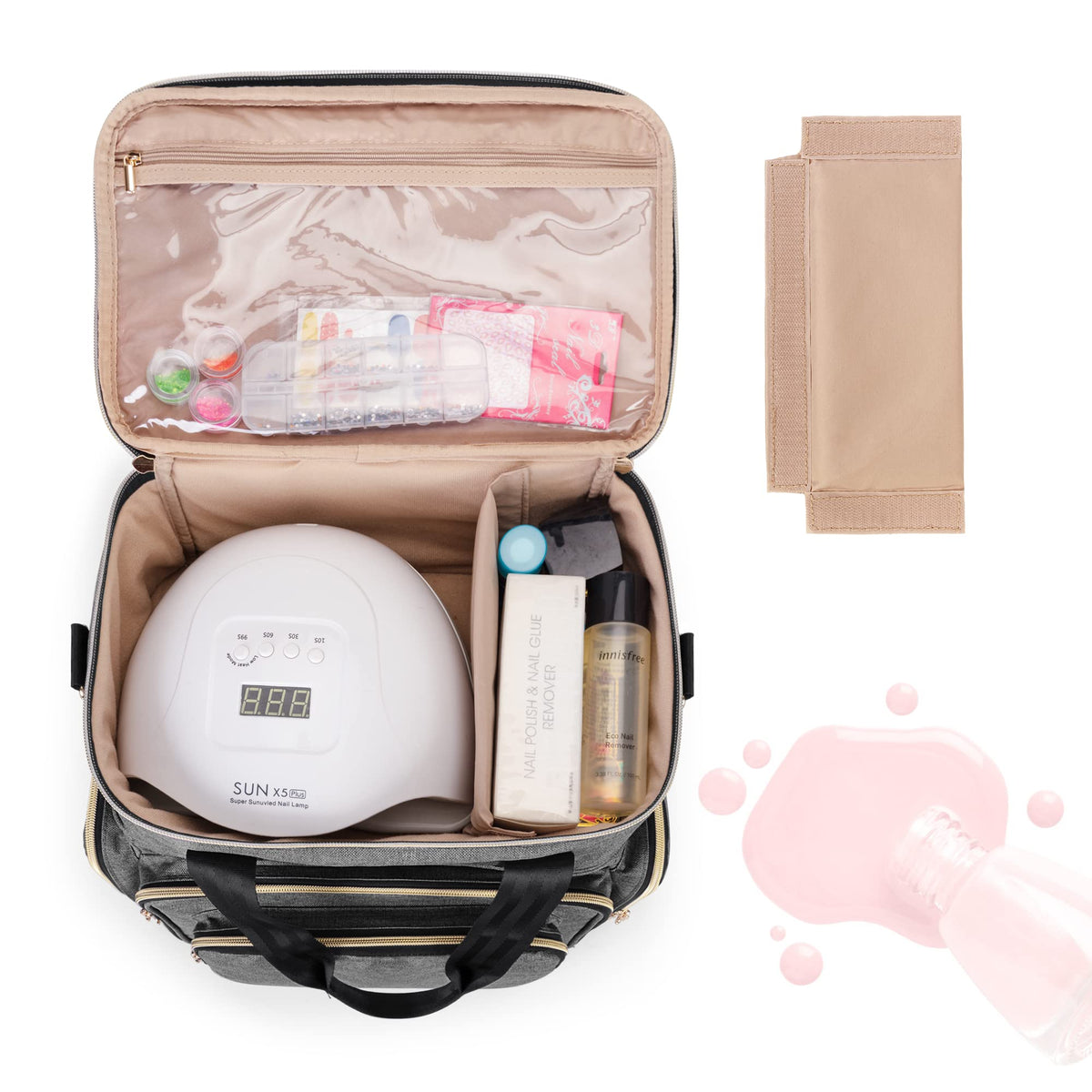 BAFASO removable nail polish cases demonstrate flexible bottle storage and organization.