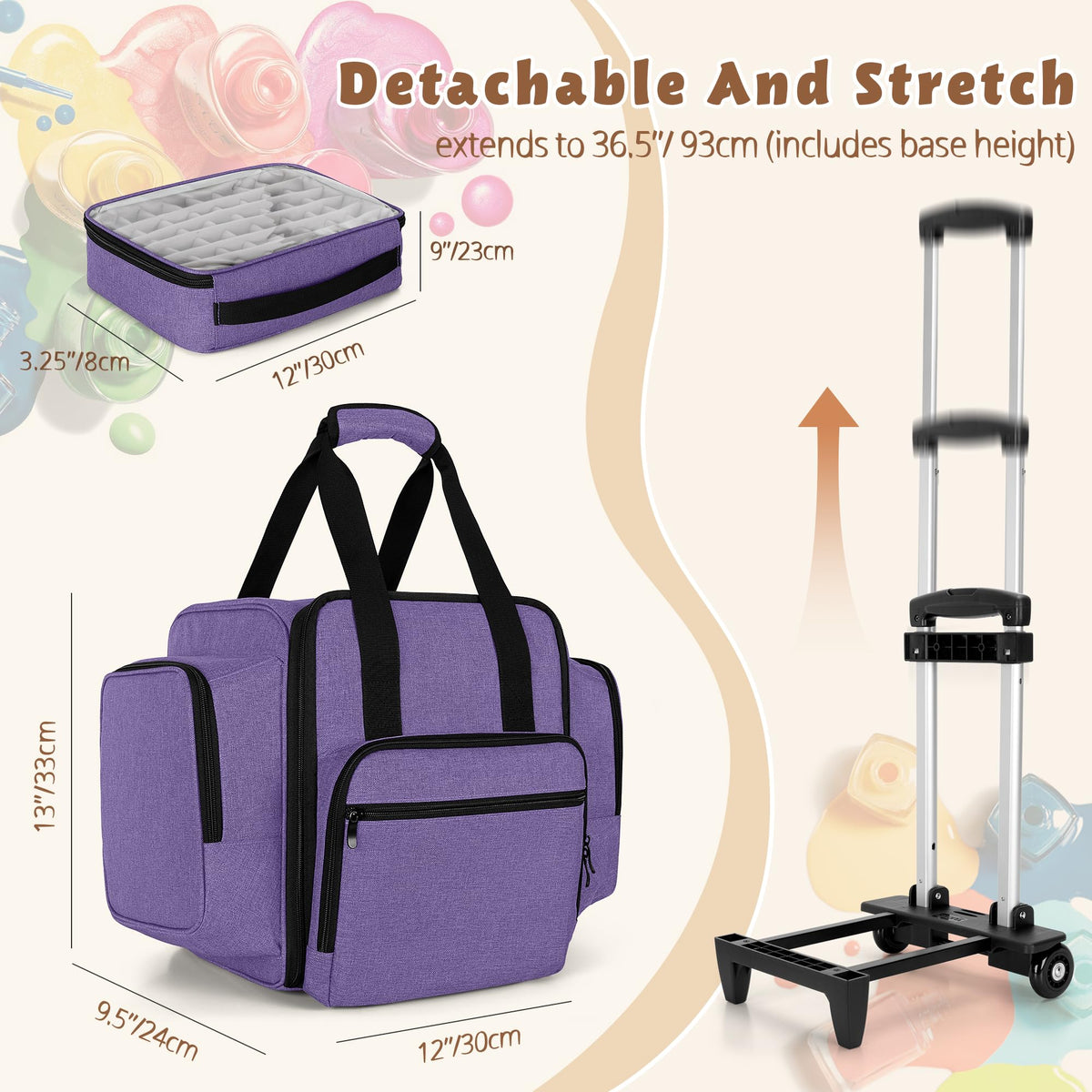 BAFASO detachable dolly and extendable handle ease rolling between stations