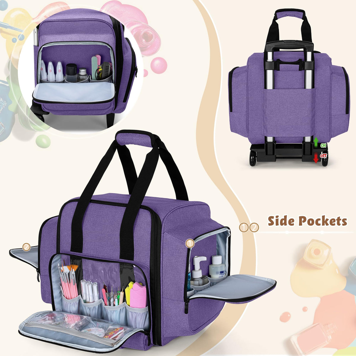 BAFASO side tool pockets safely hold removers, dotting tools, and supplies
