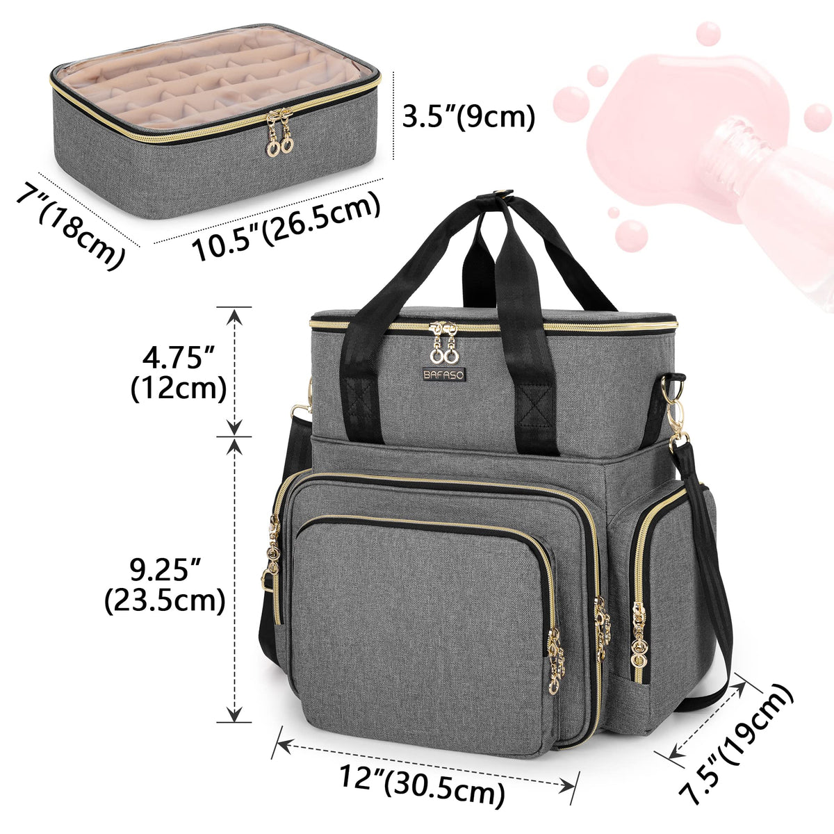 BAFASO side pockets keep dip powders and brushes neatly organized.