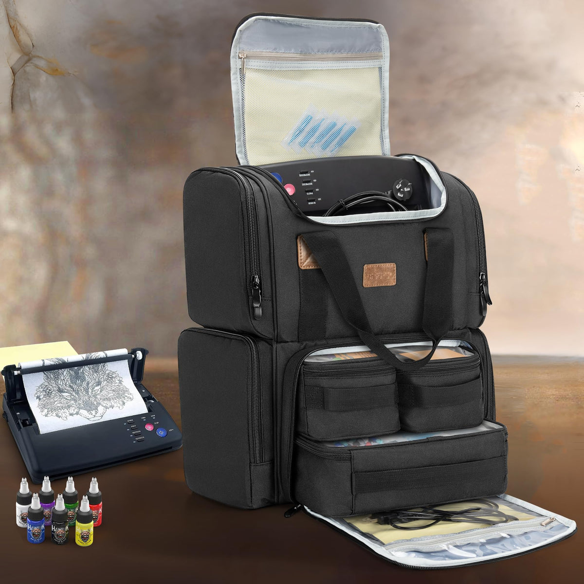 BAFASO tattoo backpack sturdy shoulder straps enhance comfort during sessions
