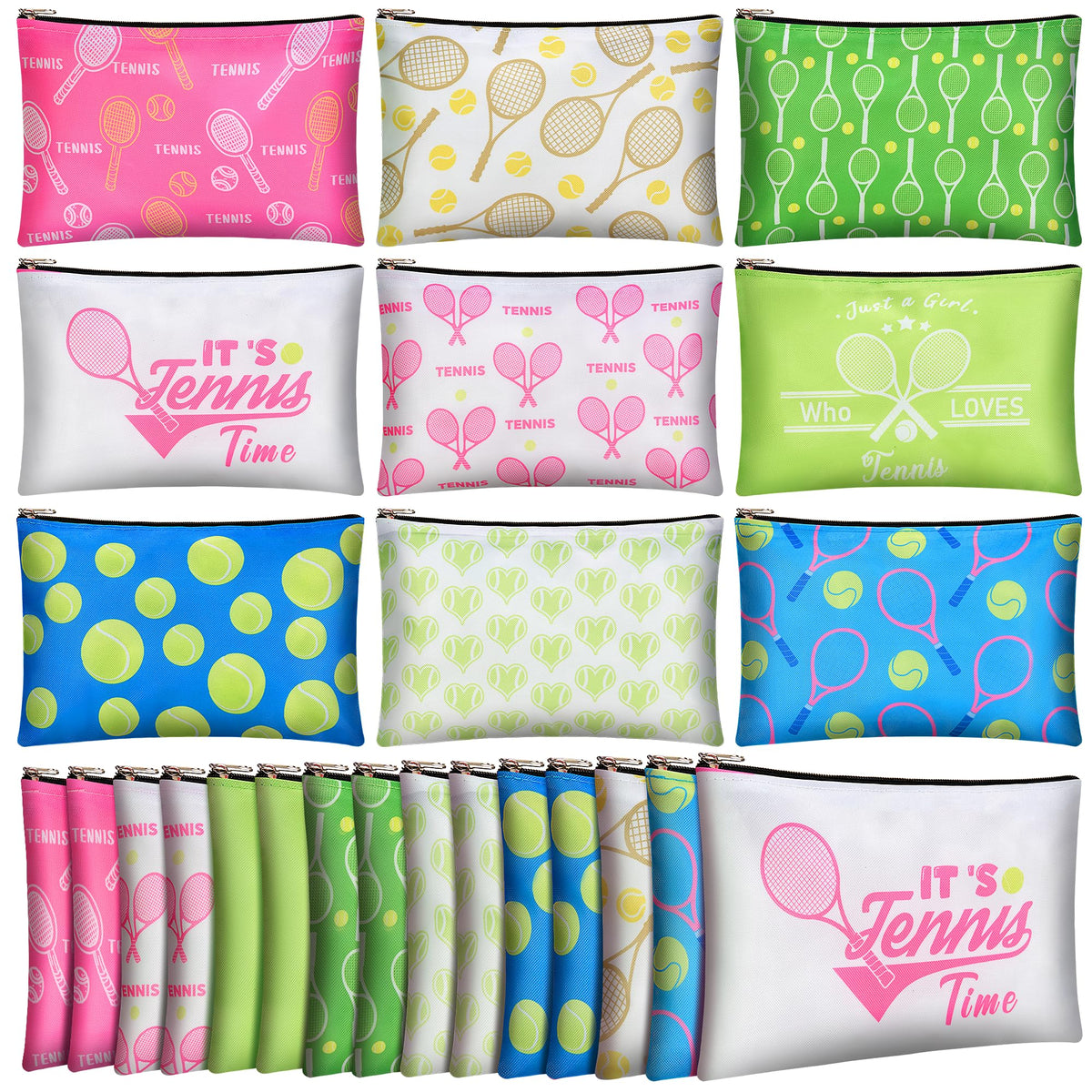 Bafeil tennis makeup bag set 24pcs front view keeps cosmetics organized during travel.