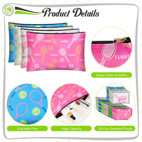 Bafeil tennis makeup bag set 24pcs side view durable zipper secures items.