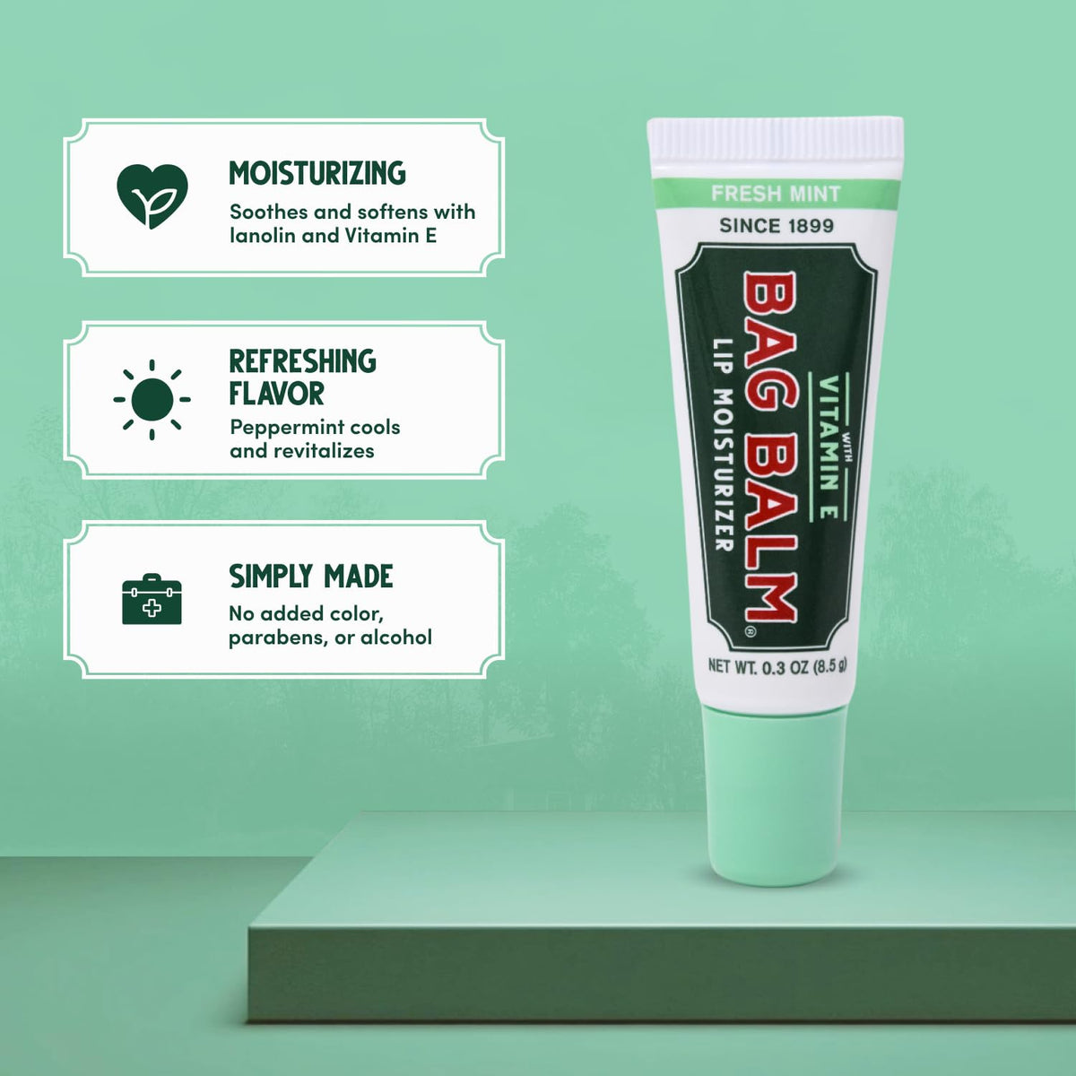 Bag Balm lip balm hint of pink in a portable tube for daily use.