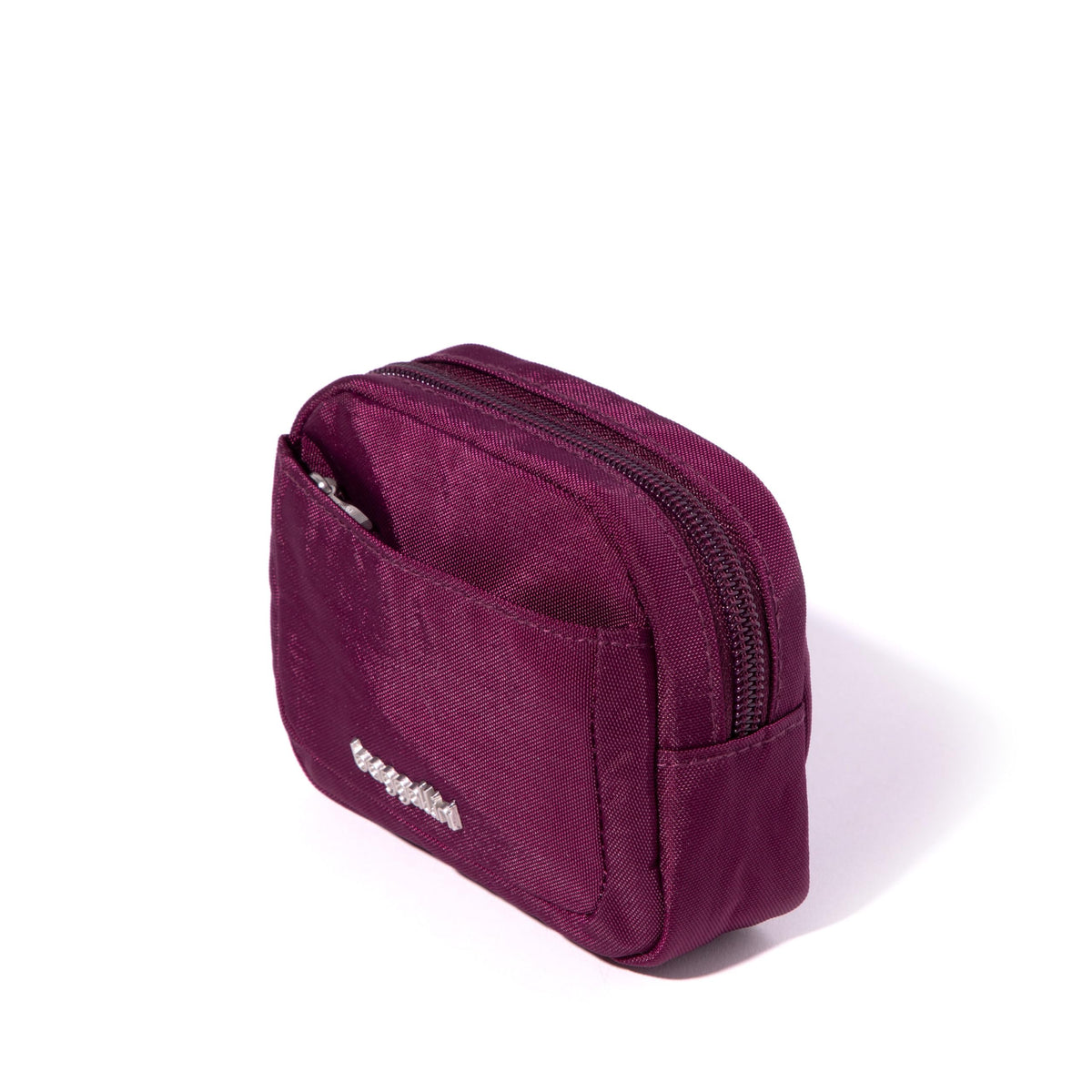 Baggallini mini cosmetic pocket on-the-go design enables easy touch-ups.