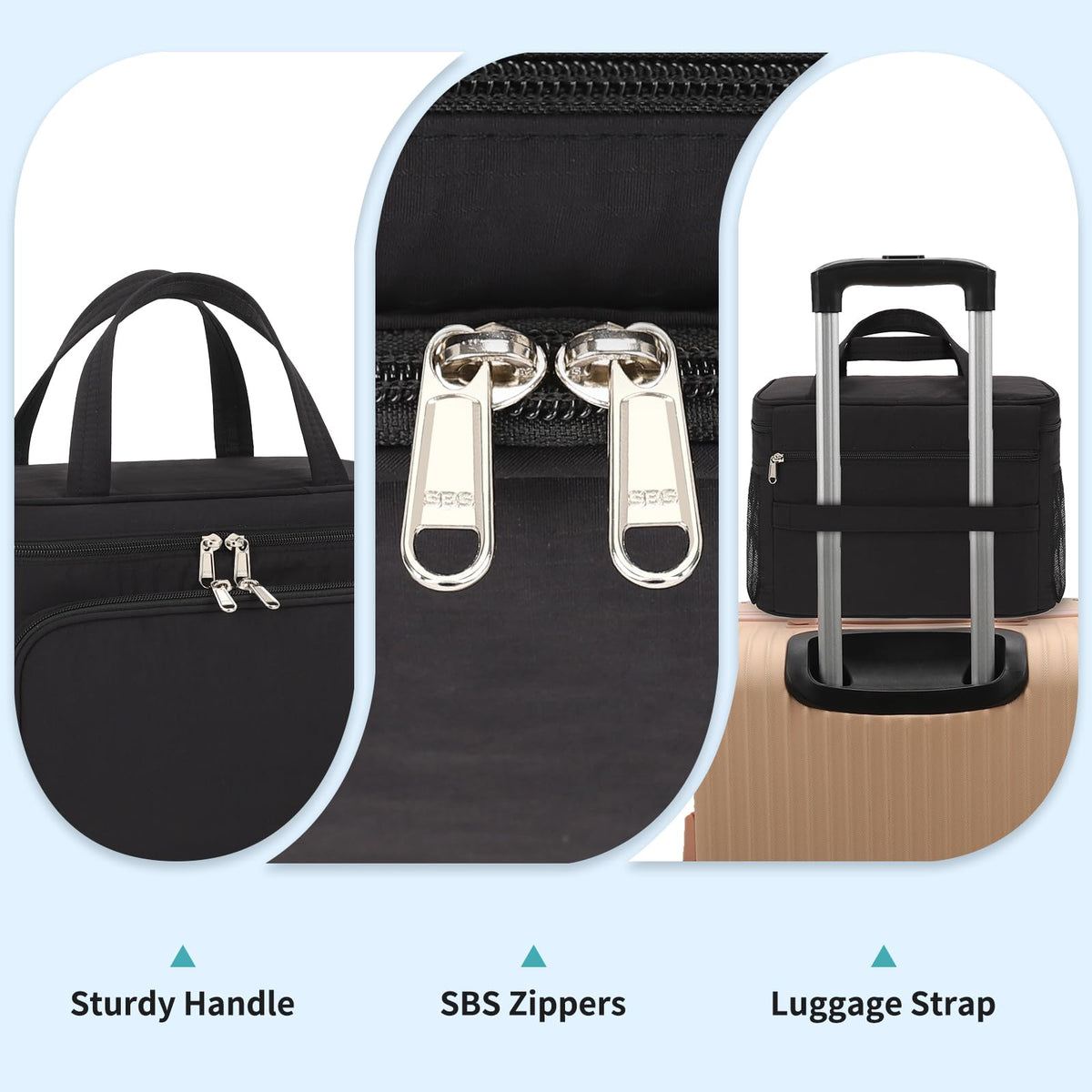 Bagmoly brush compartment keeps brushes neatly stored and protected.