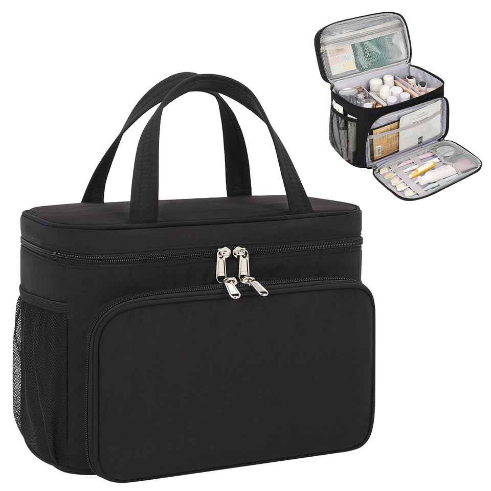 Bagmoly travel toiletry bag large capacity for full-size bottles on the go.