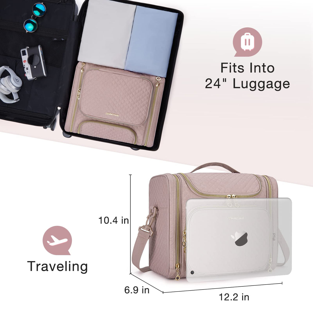 BAGSMART bag with 360-degree hook for easy hanging.