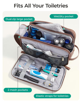 BAGSMART toiletry bag elastic band keeps items secure during travel.