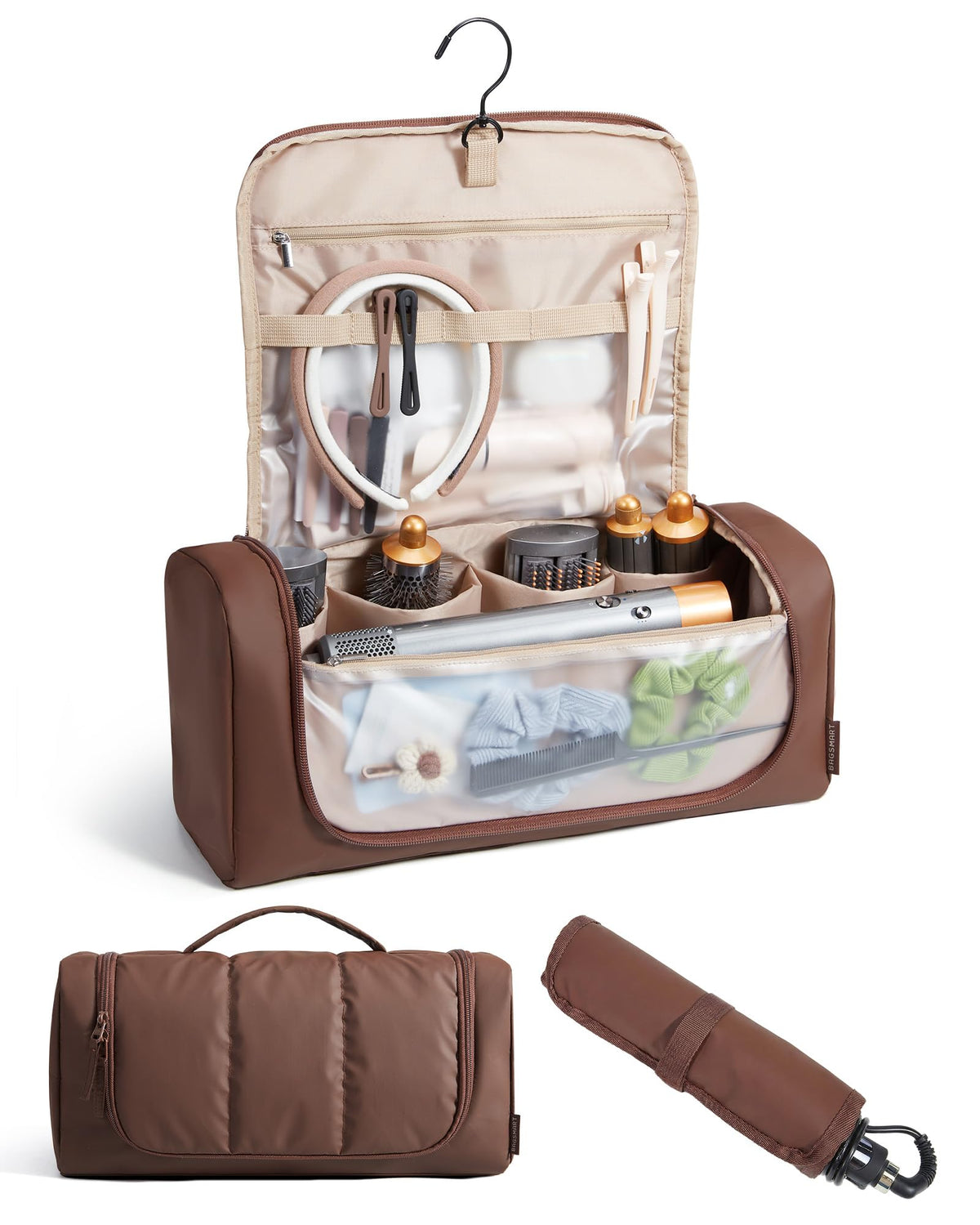 BAGSMART hair tool organizer case protects Dyson Airwrap components on the go.