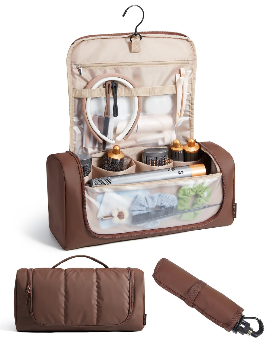 BAGSMART hair tool organizer case protects Dyson Airwrap components on the go.