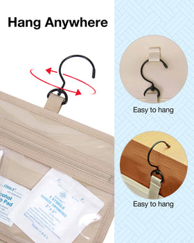 BAGSMART hanging travel toiletry organizer, large opened view for easy access.