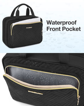 BAGSMART hanging travel toiletry organizer, large rolled view highlighting high capacity.