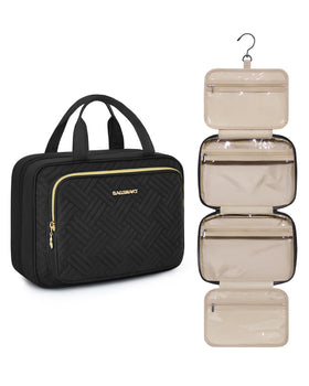 BAGSMART hanging travel toiletry organizer, medium rolled view showing compact storage and portability.