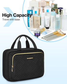 BAGSMART interior elastic pockets keep bottles upright and stable.