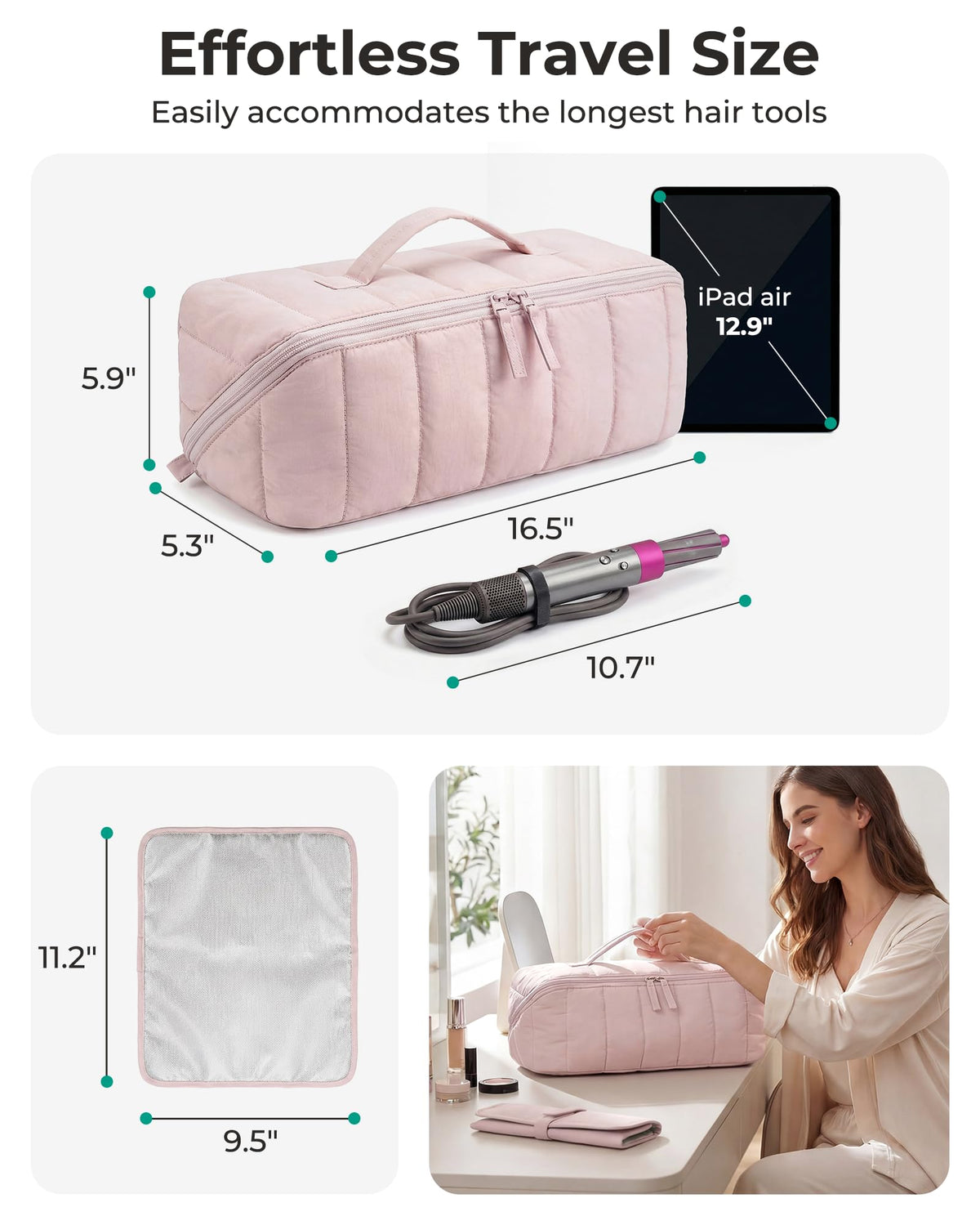 BAGSMART lightweight quilted shell provides cushioned protection during travel