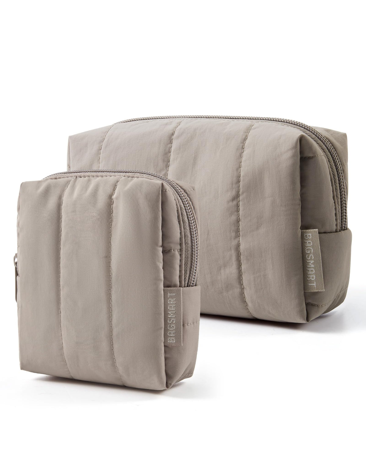 BAGSMART makeup bag duo set greige large shows organized cosmetic storage for travel.