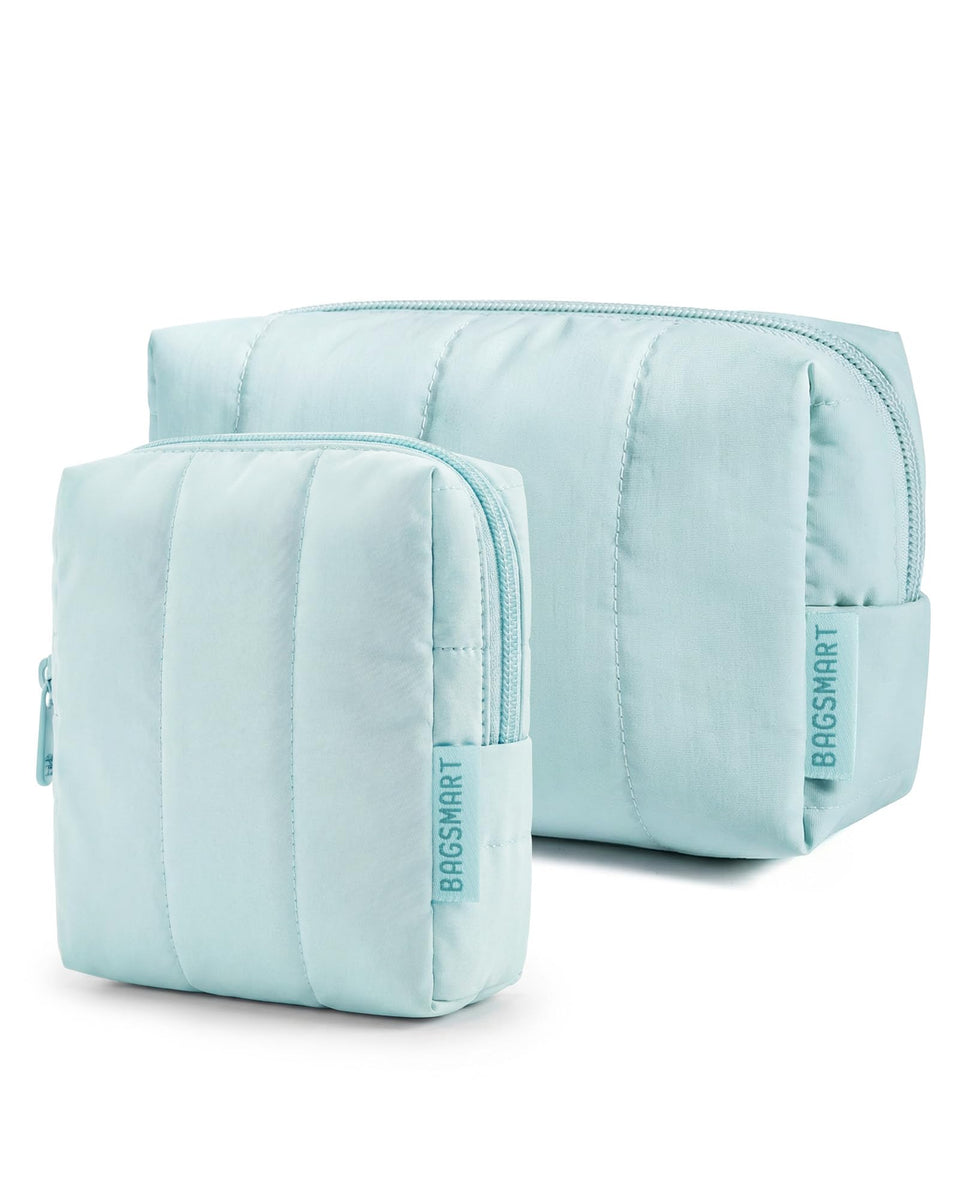BAGSMART makeup bag duo set large bag keeps cosmetics neatly organized on trips.