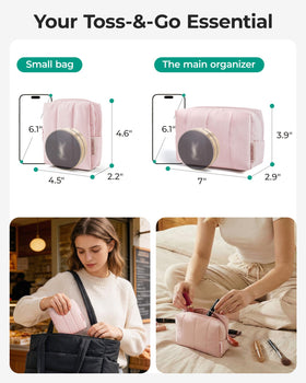 BAGSMART makeup bag duo: slip-in pockets for easy access.