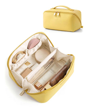 BAGSMART Makeup Bag with flat-open design for quick visibility of cosmetics on the go