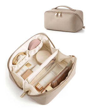 BagSmart makeup bag flat open design for quick access to essentials