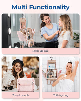 BAGSMART makeup bag elastic bottle holders keep items upright and secure