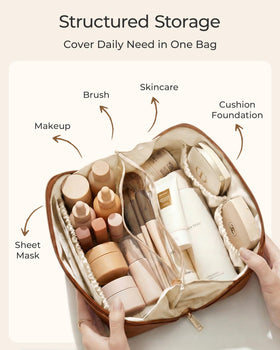 BAGSMART makeup bag spacious storage keeps full-size cosmetics organized for travel