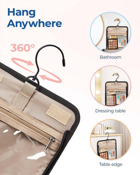 BAGSMART makeup bag top handle for easy carrying