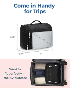 BAGSMART makeup bag transparent pockets provide quick visibility and access