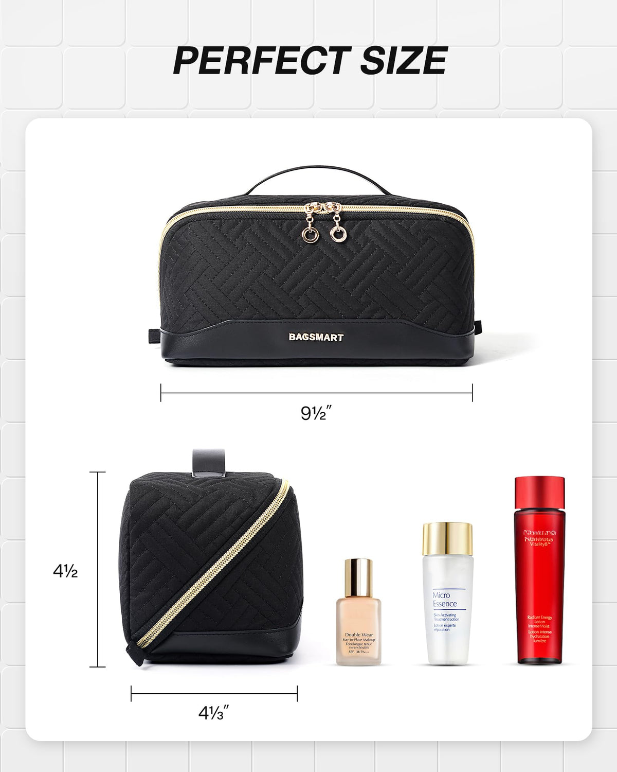 BAGSMART Makeup Bag uses water-resistant fabric to protect contents.