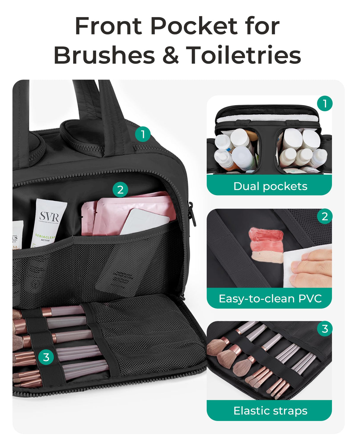 BAGSMART puffed fabric toiletry bag in Taslan feels soft and luxurious.