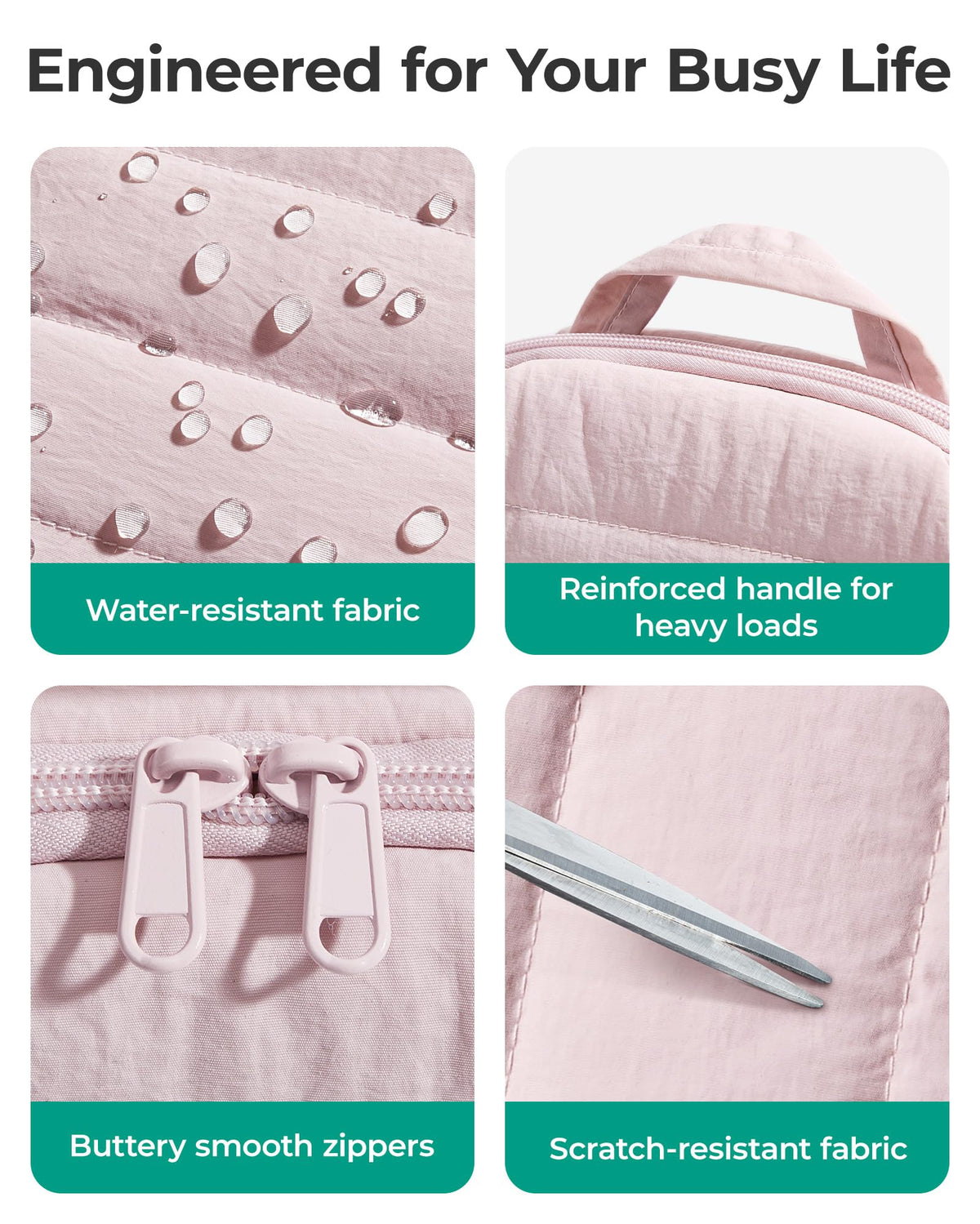 BAGSMART puffy padding adds protection for delicate cosmetics