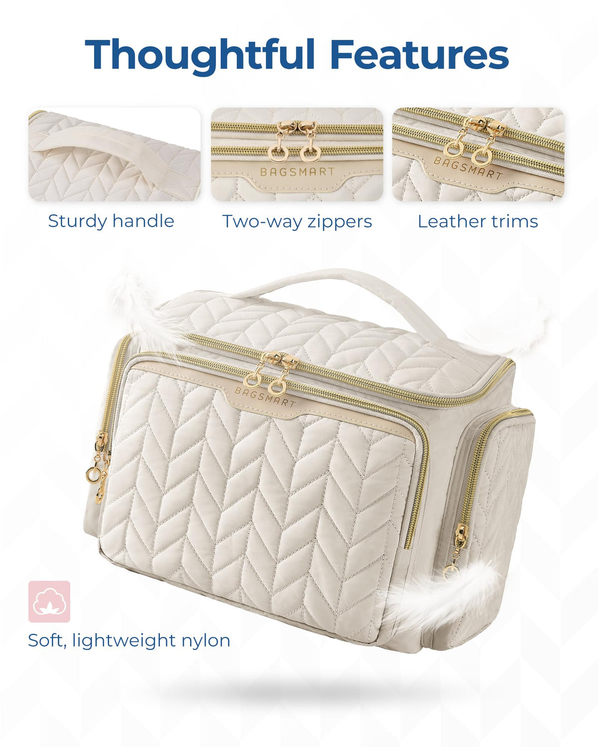 BAGSMART two side dry pockets ideal for towels and brushes on travel